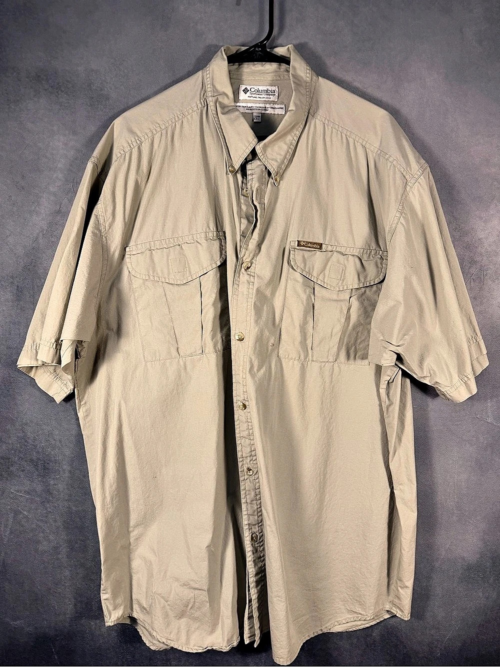 Columbia Short Sleeve Button Down Cotton Shirt Size 2XT